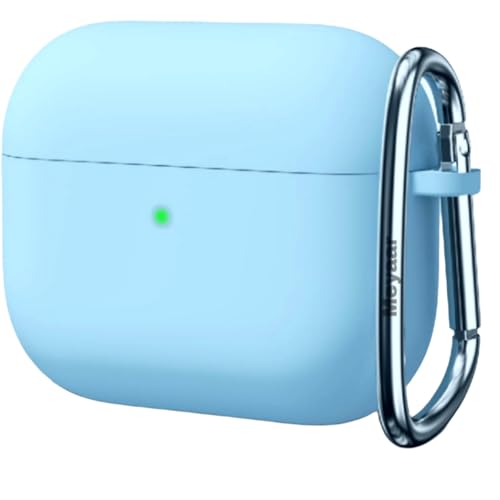 Image of Meyaar for Apple AirPods Pro 3 Case Cover with Keychain, Soft Skin Silicone Case Cover, Full Protective Case Cover Compatible with AirPods Pro (3rd Generation) Case 2025 (Sky Blue)
