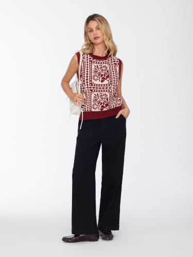 Image of CIDER Sweater Vest Women Sleeveless Cropped Sweaters Trendy Fall Outfits