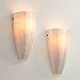 Possini Euro Design Emelle Modern Wall Light Sconces Set of 2 Bronze Metal Hardwired 7' Fixture Caramel Amber Handblown Art Glass for Bedroom Bathroom Vanity Living Room Home Hallway Dining House