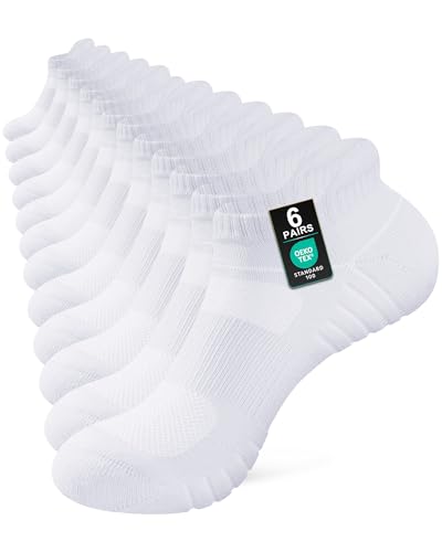 Niorasen Mens Running Socks 6 Pairs, Cushioned Ankle Trainer Socks for Men Women, Breathable Cotton Sports Sock, Anti-Blister Athletic Short Low Cut Sock White 6-8 Niorasen Mens Running Socks 6 Pairs, Cushioned Ankle Trainer Socks for Men Women, Breathable Cotton Sports Sock, Anti-Blister Athletic Short Low Cut Sock White 6-8
