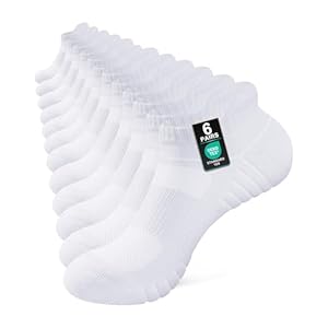 Niorasen Mens Running Socks 6 Pairs, Cushioned Ankle Trainer Socks for Men Women, Breathable Cotton Sports Sock, Anti-Blister Athletic Short Low Cut Sock