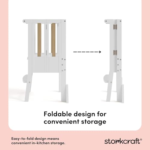 Image of Storkcraft Toddler Standing Tower Kitchen Step Stool, White /Driftwood