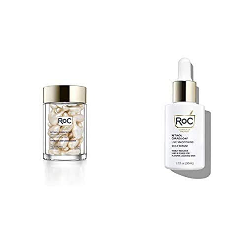 Roc Retinol Correxion Line Smoothing Day To Night Anti-Aging Serum Bundle: Roc Retinol Serum Night Capsules + Line Smoothing Daily Retinol Serum #TOP7