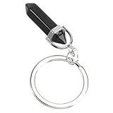 ROMISBABA Llaveros de Cristal Natural con Colgante de Columna Hexagonal Diseño Compacto y Duradero Llavero para Parejas con Colgante Original de Piedra Negra Accesorio Elegante para Llaves
