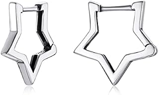 Star Square Heart Geometric Hoop Earrings 925 Sterling Silver Minimalist Huggie Earrings for Women Girls Jewelry Gifts