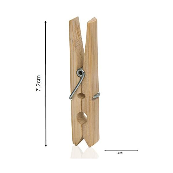 minify PANDAKISTE Wäscheklammern 50 Stück aus Bambus 7,2 x 1,0 x 1,2 cm – Bild 5