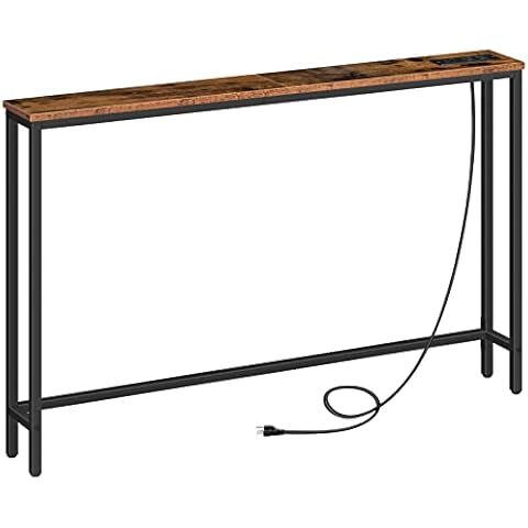 HOOBRO Skinny Console Table with Power Outlets Cover