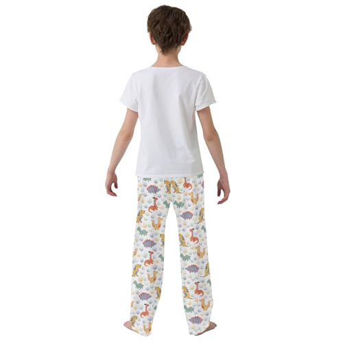 ZZXXB Dinosaur and Grass Boys Long Pants Soft Trousers Elastic Waist Kids Lounge Bottoms with Pockets S-XL3