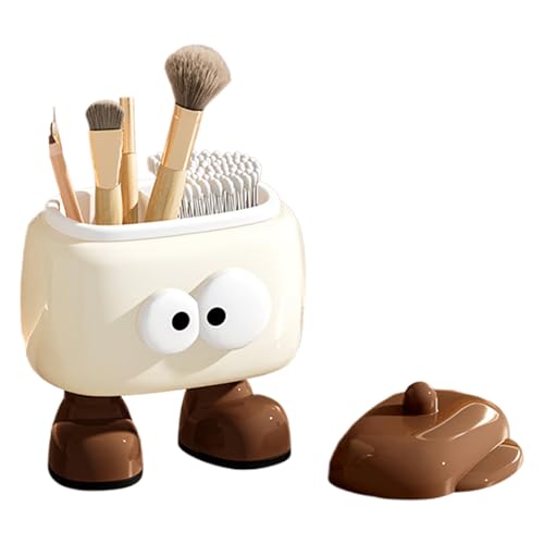 Soporte para bolas de algodón, caja de almacenamiento cubierta de dibujos animados, organizador de almacenamiento de almohadillas de algodón con 2 rejillas, accesorios divertidos, caja de