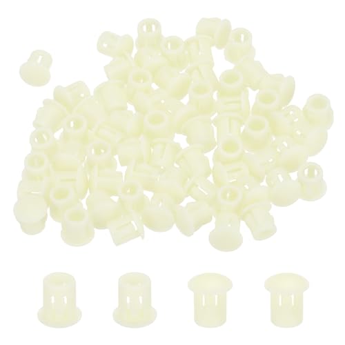 Image of MECCANIXITY 64PCS 6mm(1 /4 inch) Cream White Plastic Hole Plugs, Flush Type Panel Hole Plugs Insert End Caps for Locking Hole Tubes Furniture Cabinet