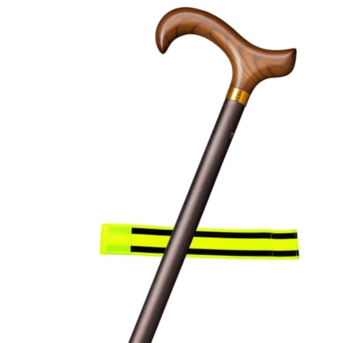 Bastón ajustable de aluminio, estable, mango Derby de madera dura, ligero, soporta hasta 110 kg + pulsera de Olanmarp con rayas (marrón) Bastón ajustable de aluminio, estable, mango Derby de madera dura, ligero, soporta hasta 110 kg + pulsera de Olanmarp con rayas (marrón)