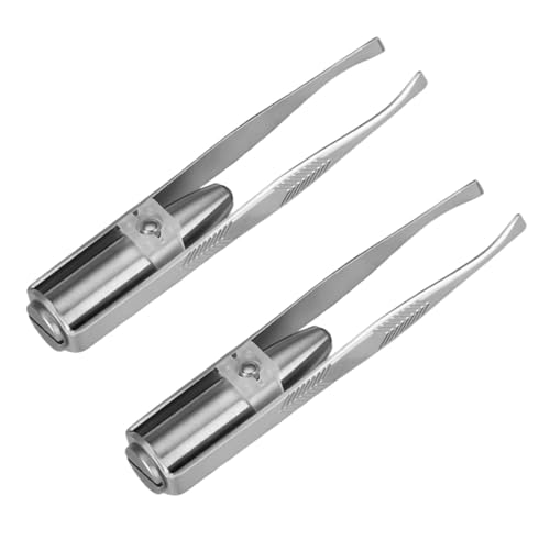 Pinzas Con Luz,Pinzas Depiladoras De Cejas Y Pestañas Con Punta Inclinada, De Precisión Para Depilación Facial Y Corporal   Herramientas De Maquillaje Para Hombres Y Mujeres