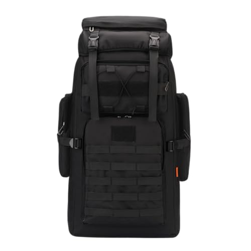 Mochila Tática Militar 80L Impermeável Sistema MOLLE Preta para Camping,Trilhas e Viagens Longas com Alças Acolchoadas