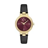 Armani Exchange A|X - Reloj de Cuero Negro de Dos manecillas para Mujer (Modelo: AX5178)