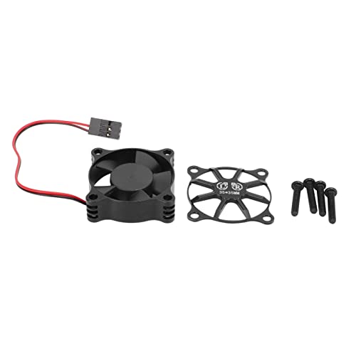 35x35mmアルミニウム合金RCカーエスカリングファン、ファンカバー付きモーター冷却ファン、110/112/18/ RC車の高速冷却、軽量冷却ソリューション (黒)