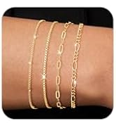Gold Bracelets for Women Waterproof, 14K Real Gold Jewelry Trendy Thin Dainty Stackable Bracelet ...