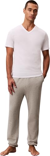 Calvin Klein T-Shirts Manches Courtes Lot de 3 Homme avec Col en V, Blanc (White, White, White), L
