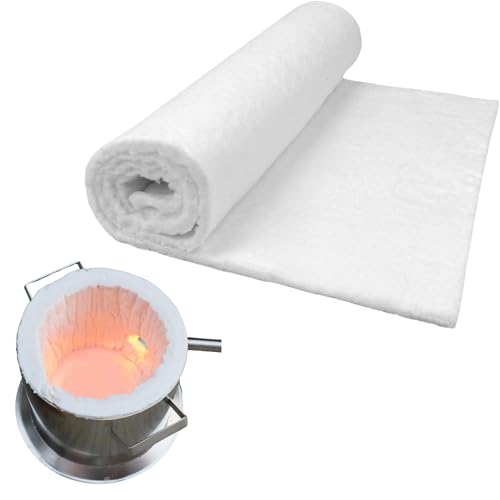 MODIGT 0.4"×24"×48" Ceramic Fiber Blanket Fireproof Insulation Material,Soft and Flame Retardant,Suitable for Glass Blowing,Furnace,Forge,Fireplace