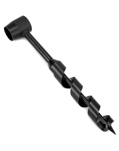 QWORK® Tarière Manuelle Polyvalente, 25 * 230mm, Perceuse à main en Acier 45# pour Camping, Aventures et Bricolage