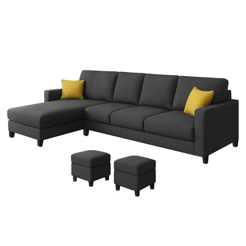 Image of Casaliving Rolando Seater L Shape Sofa Set for Living Room Left Side (Black, 6 Seater - LHS)