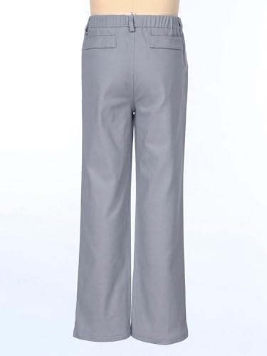 JEATHA Kids Boys Pull-On School Uniform Trouser Elastic Waistband Formal Dress Pant for Wedding Party Performance4