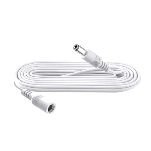 Garanzia: 2 anni di garanzia Security-01 Cavo di prolunga DC Power da 2 m, spina 5,5 mm x 2,1 mm, supporta DC 5 V 6 V 9 V 12 V 24 V, per telecamere di sicurezza, DVR, router, stampante, striscia LED, bianco