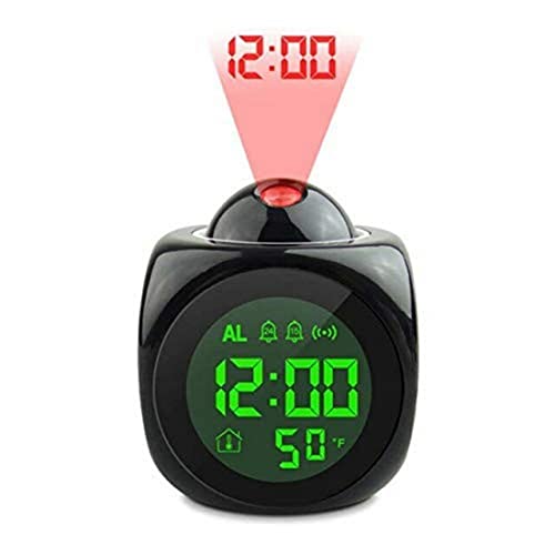 RISHIK Digital LCD Display Colorful Voice Projection Alarm Clock Weather Station LED with Temperature Wake Up Projector Clocks Without Battery - Black - Image 4