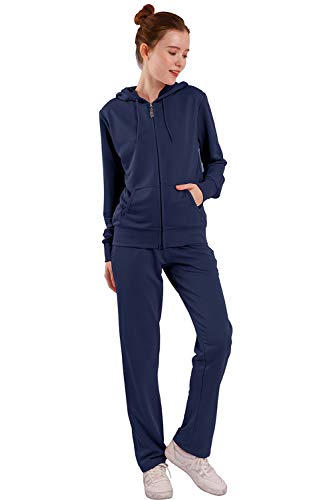 Sweat Suits for Women Set Tracksuit Sweatsuits OutfitsTwo Piece Outfits Zip Up Hoodies Top & Sweatpants (Navy, S)