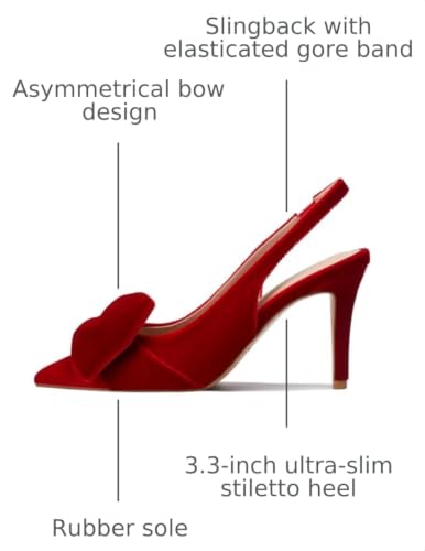 Image of Women's Bow-Detail Slingback Pumps Pointed Toe Stiletto Heels