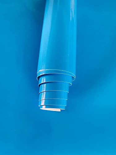 Image of Vinyl Contact Paper Decorative for Cabinets Countertops Kitchen Shelves Liner Self Adhesive Film Peel and Stick Waterproof Removable Wallpaper (Inches 24 x 50, Glossy Blue)