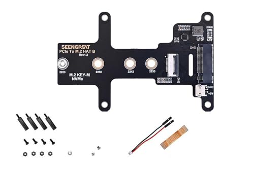 PCIe to M.2 HAT B for Raspberry Pi 5 – NVMe SSD Adapter Board, High-Speed Boot & Data Transfer, Supports 2230/2242/2260/2280 M.2 SSDs