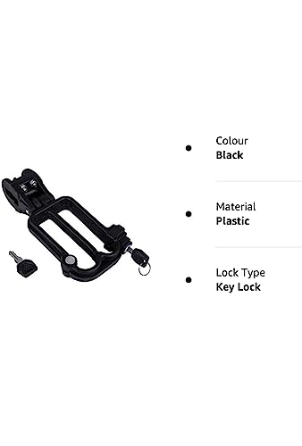 Image of W Shaped Helmet Lock for Bikes, Scooty and Motorbike (Black), Plastic