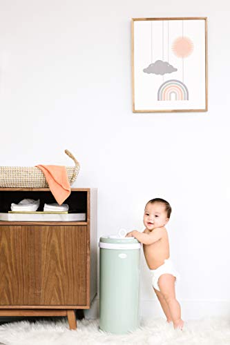 Image of Ubbi Steel Odor Locking Portable Diaper Disposal Bin, No Special Bag Required, Easy To Use, Modern Design, Diaper Pail, No Smell Nappy Bin, Child Proof Lock, Capacity of 55 Diapers, Sage