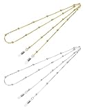 Mini Tree Necklace Eyeglass Chain Beaded Sunglasses Strap and Cords for Women (Silver and Gold)