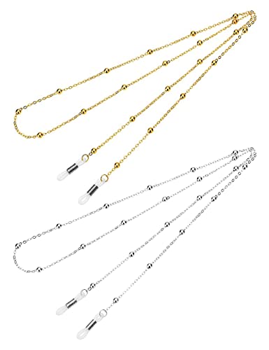 Mini Tree Glasses Strap for Women Eyeglass Chains SS Beaded Reading Glasses Cords Sunglasses Holder Strap Lanyards Eyewear Retainer (Silver and Gold)