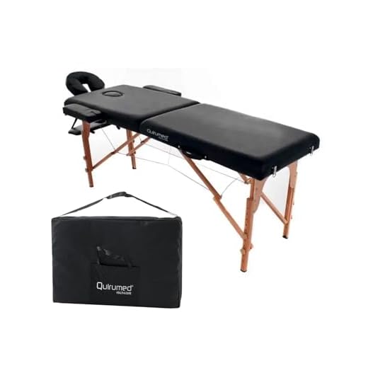 QUIRUMED Camilla Plegable Masaje de Madera Easy, Color Negro, 194 x 70 cm, Mesa de Masaje, Masaje Fisioterapia, Polipiel, Cabezal articulado, Altura Regulable, 2 cuerpos, hasta 150 kg