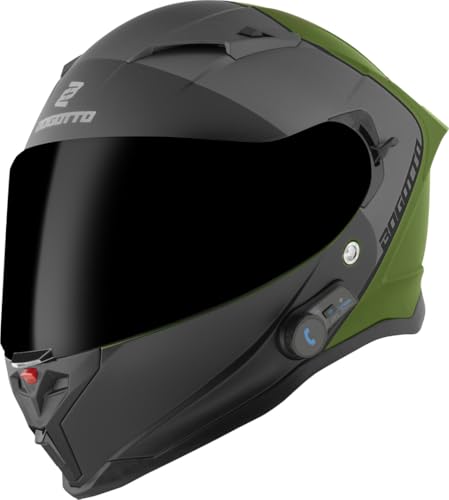 Bogotto H153 BT SPN Bluetooth Helm, schwarz matt/grün, M