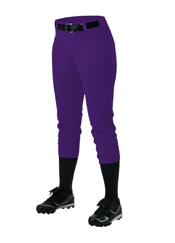 Alleson Athletic Girls Belt Loop Fastpitch Pant – Five Pro-Style Fit, Moisture-Wicking & Durable Fabric, Purple, X-Large