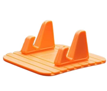 AUGEN Multifunction Portable Car Dashboard Pad Anti-Slip Phone Holder Silicone Non-Slip Phone Mount Mat Car Accessories Cellphone Car Holder Office Desk (Orange)