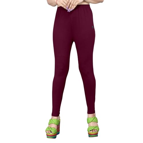 Image of Women's Solid Mid Rise Slim Fit Ankle Length Leggings - Comfortable and Stylish Yoga Pants for Workout, Running and Everyday Wear