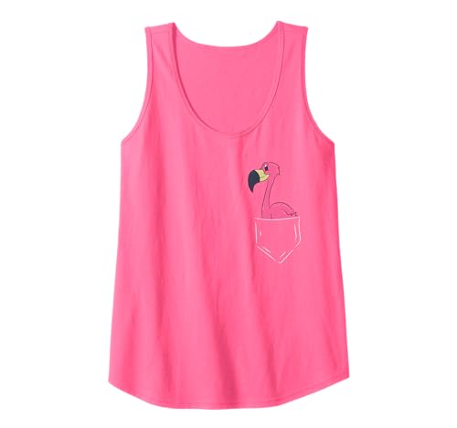 Damen Rosa Flamingo in der Tasche Flamingo in der Tasche Tank Top