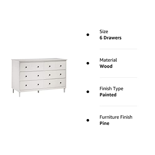 Walker Edison Wood Dresser Bedroom Storage Drawer Organizer Closet Hallway, 6 Drawer, White #TOP5