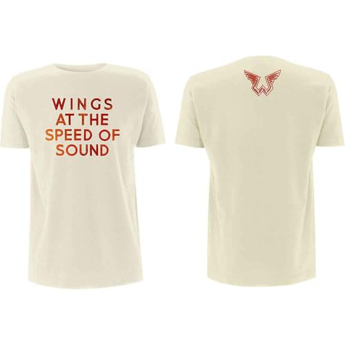 Paul McCartney T Shirt Wings at The Speed of Sound Logo Official Mens Sand XL