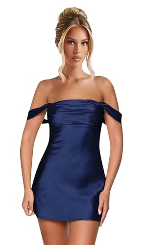 Off Shoulder Homecoming Dresses for Teens Satin Corset Tight Short Cocktail Dress