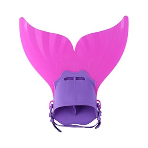 DEBAIJIA Girls Mermaid Tail for Swimming Mermaid Foot Fin Training Recreational Monofin Kids Swimmable Adults Swimwear Adjustable Swimsuit(C-F106-Pink) Cover
