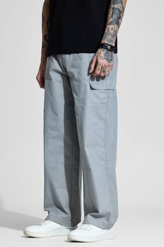 Image of SNITCH Button Closure Cotton Blend Light Weight Machine Wash Full Length Loose Fit Cargo Pants