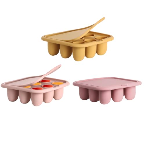 Image of WAJIAYON Baby Food Freezer Tray Silicone Nibble Freezer Tray,Baby Fruit Food Feeder Teether,Breastmilk Popsicle Mold,Babies Breast Milk Teether Pop Maker Maker for Homemade Infant Meals-Pink