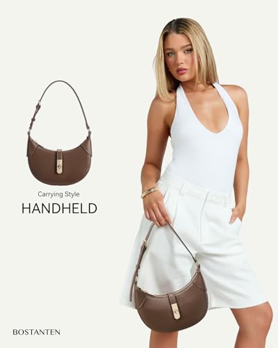 BOSTANTEN Shoulder Bags for Women Small Crescent Moon Underarm Purse Trendy Vegan Leather Handbag3
