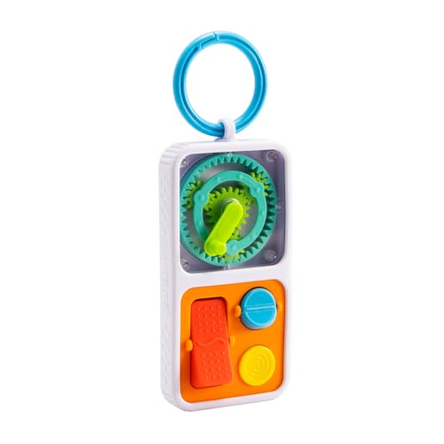 Image of Fat Brain Toys PlayTab Go, Portable Sensory Activity Board with a Clip Ring to Attach to Diaper Bags for Babies and Toddlers Ages 12 Months+