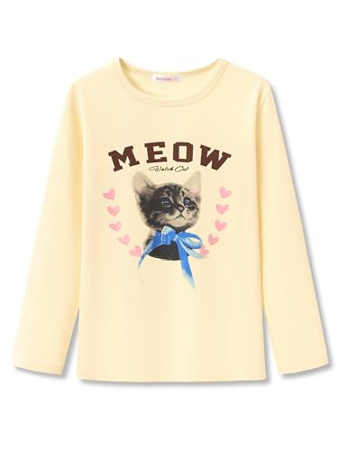 Image of Girls Long Sleeve T-Shirt Cute Versatile Basic Casual Top Size 6-18 | Soft Stretchy Tee for All Day Comfort, Versatile Layering Top for Cold Days, Cute Casual Style for Girls, Durable Easy Care